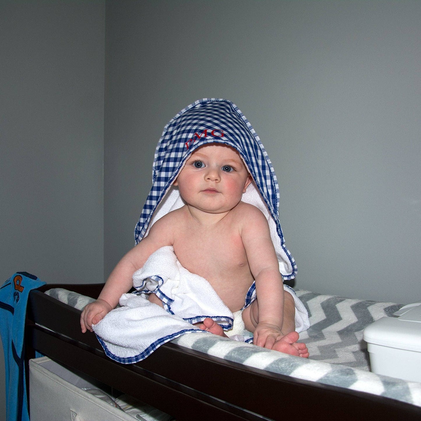 Blue Gingham Hooded Towel