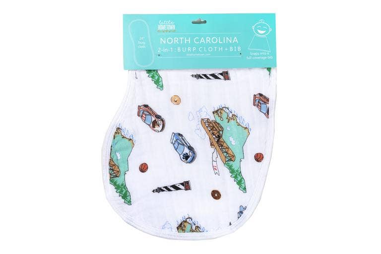 North Carolina Baby (Unisex): 2-in-1 Burp Cloth and Bib