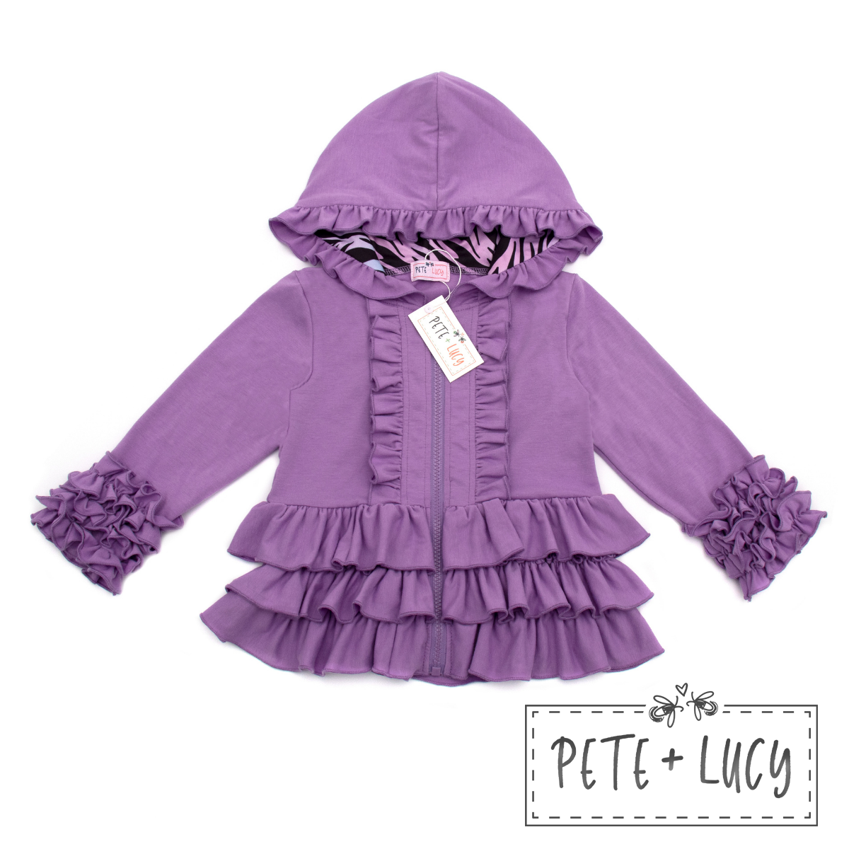 Light Purple Zebra Hooded Jacket - Pete + Lucy
