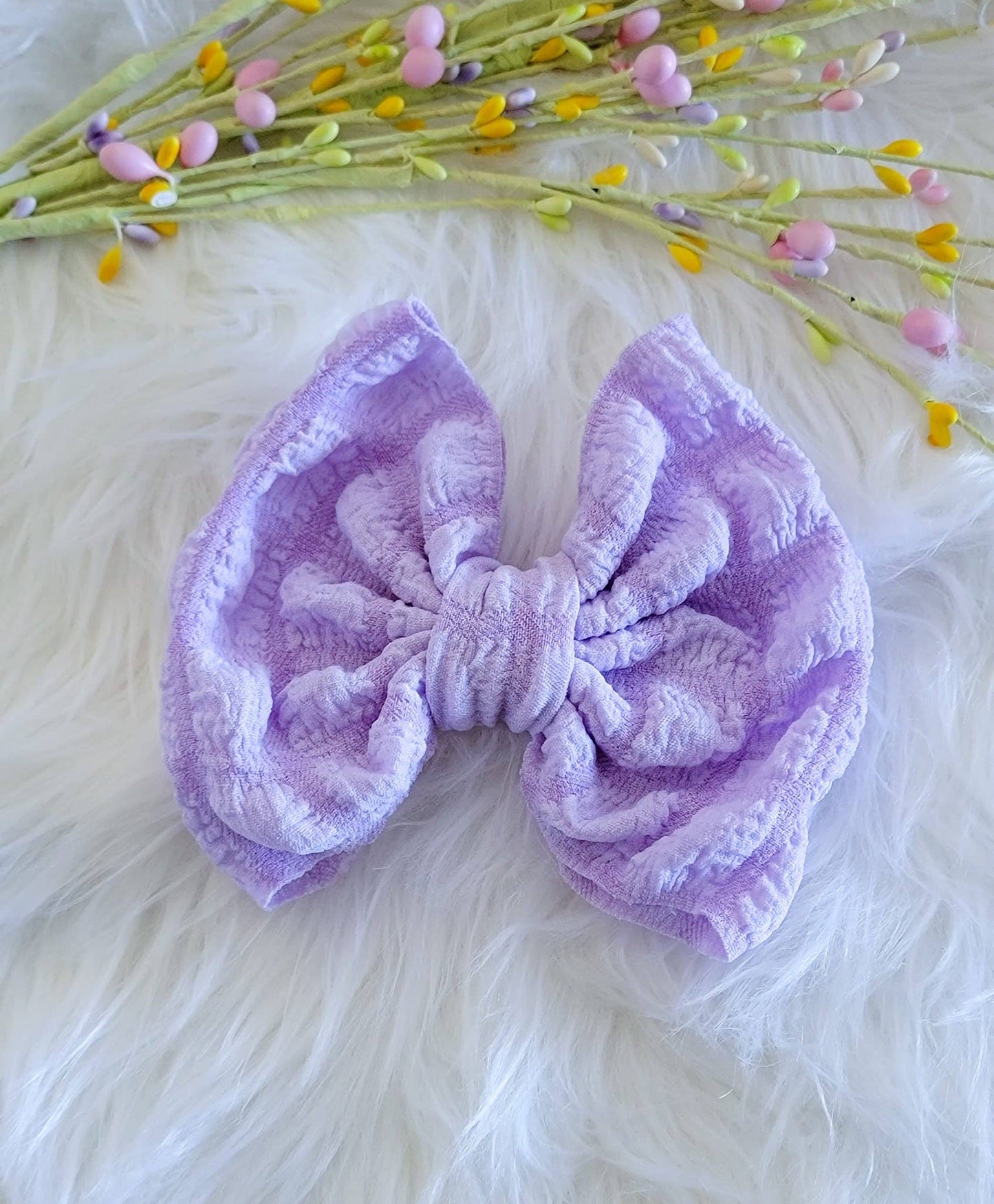 Fluffy Savannah Bow-Lavender