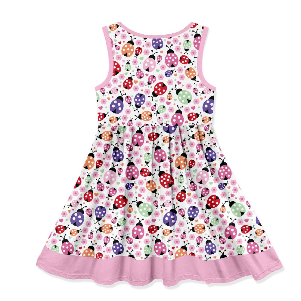 Pink Ladybug Spots Sleeveless Button-Front Dress