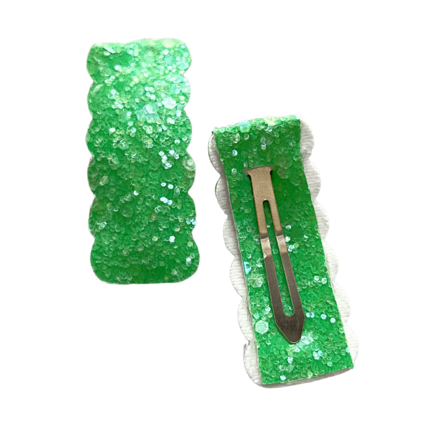 Green Sea Glass Glitter Snap Clip
