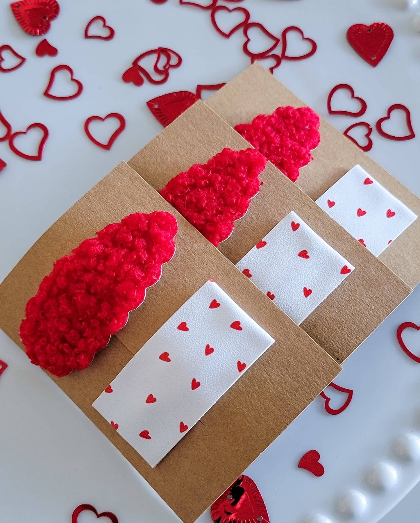Dainty Red Hearts Snap Clip Mix Set