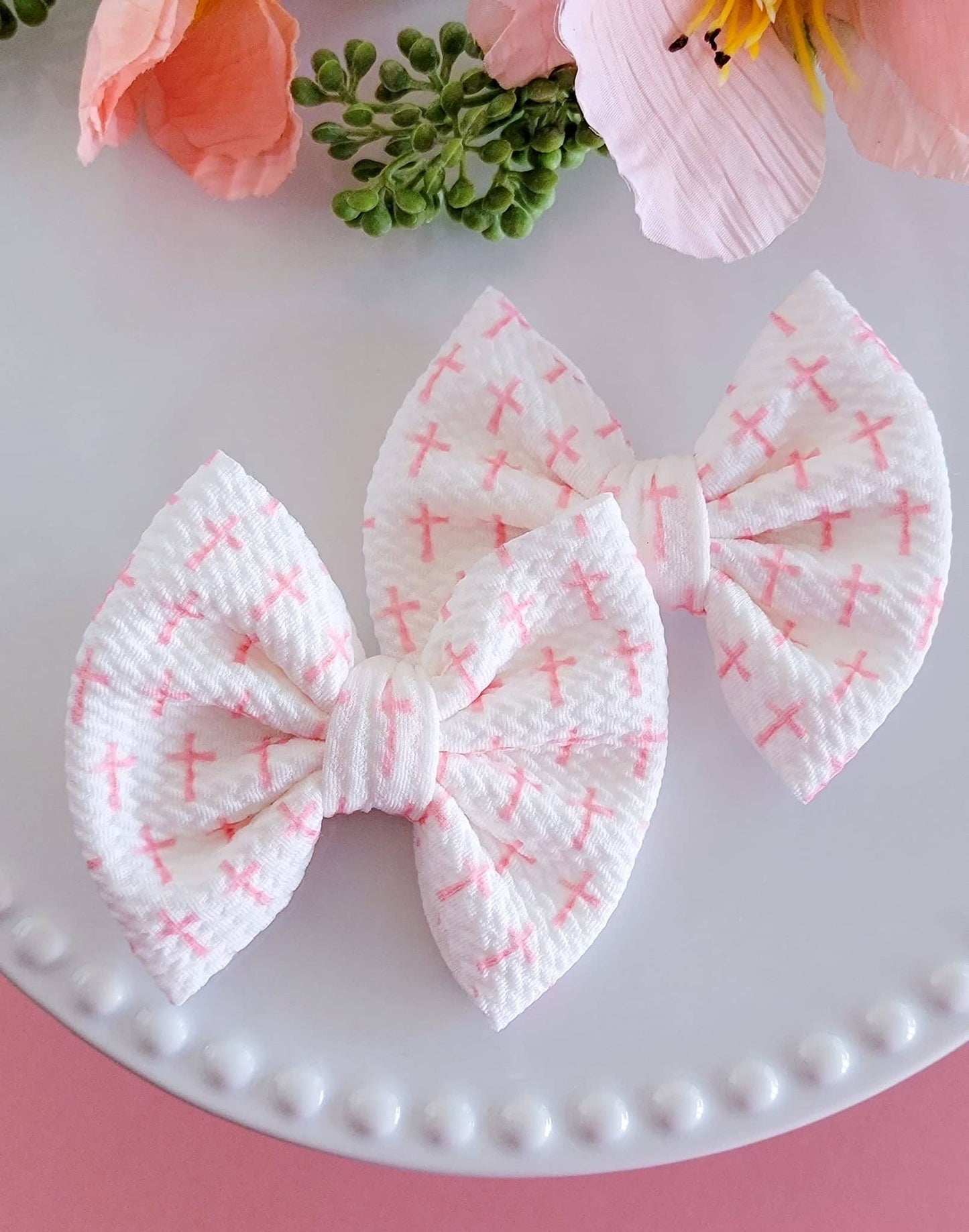 Pink Crosses Savannah Bow PIGGIES Set