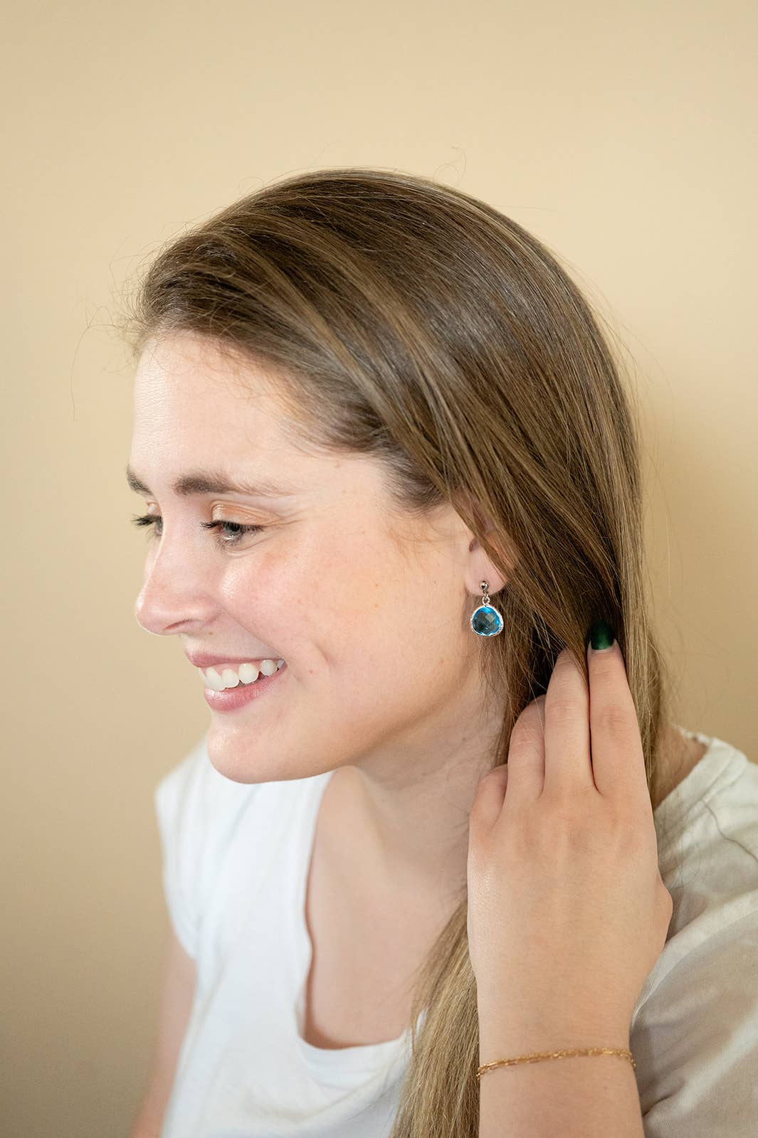 Gemstone Ball Post Stud Dangle Earring 60 Colors custom