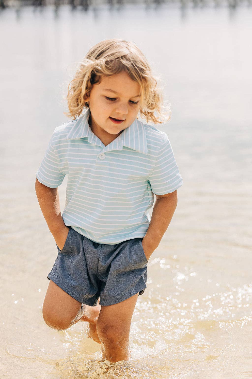 Baby Blue Stripe Polo