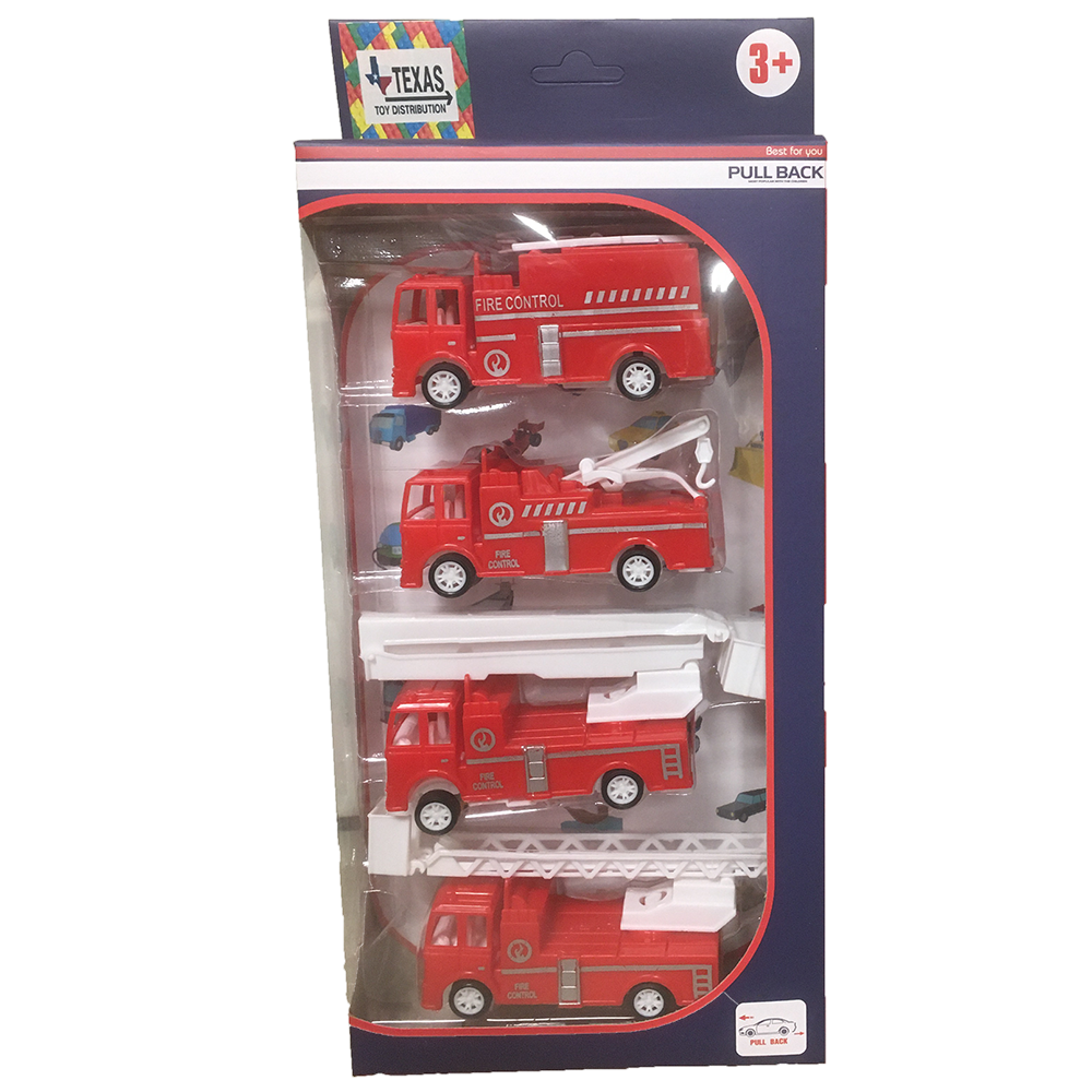 Pull-Back Fire Vehicles Set of 4