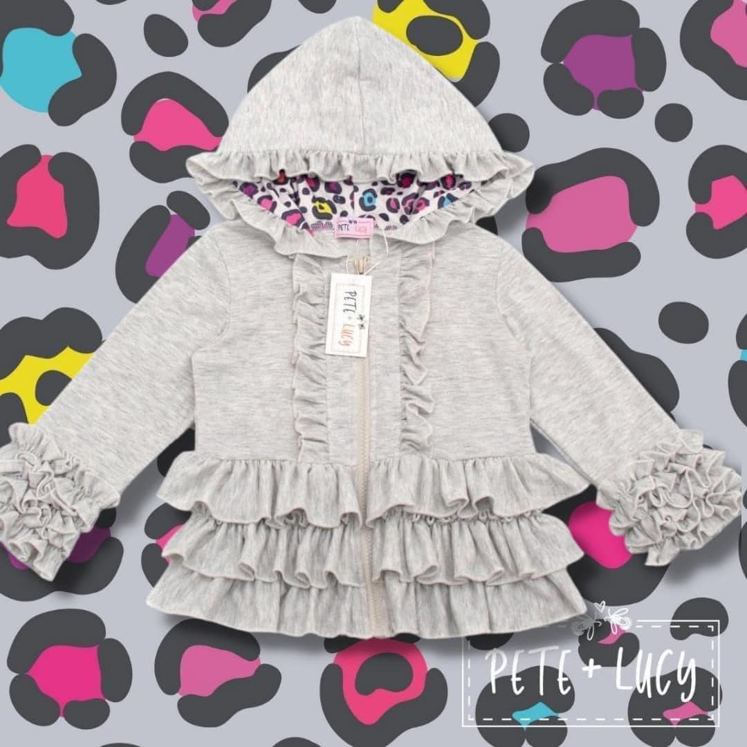 Gray Leopard Hooded Jacket - Pete + Lucy