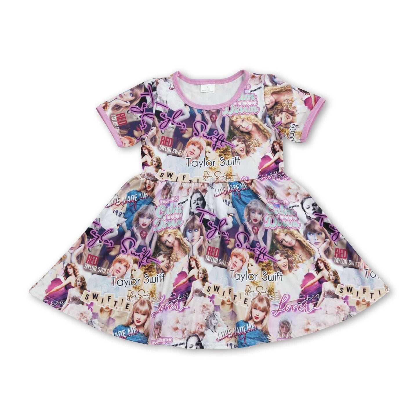Purple Short Sleeve Singer Dress