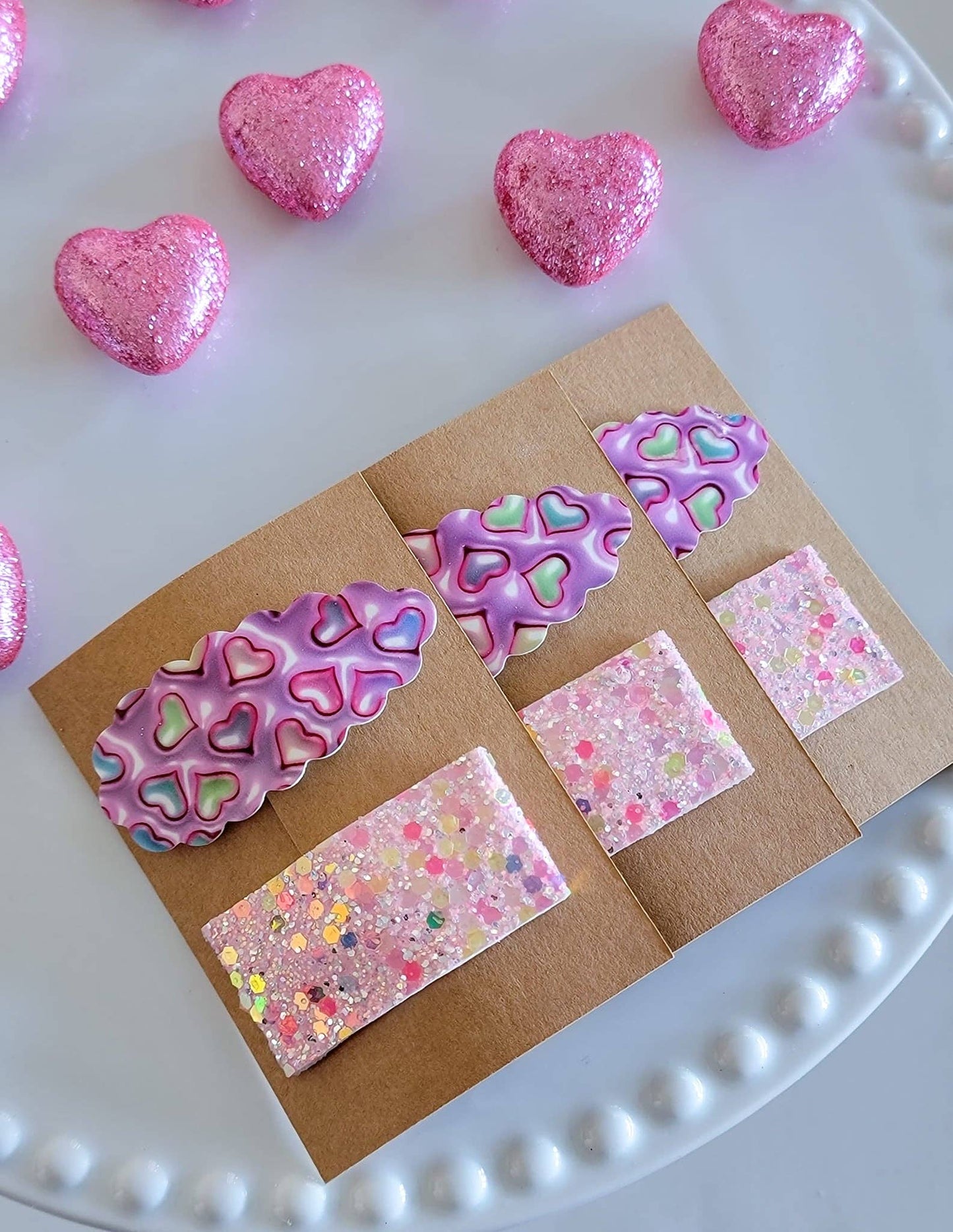 Glossy Pastel Hearts Snap Clip Mix Set
