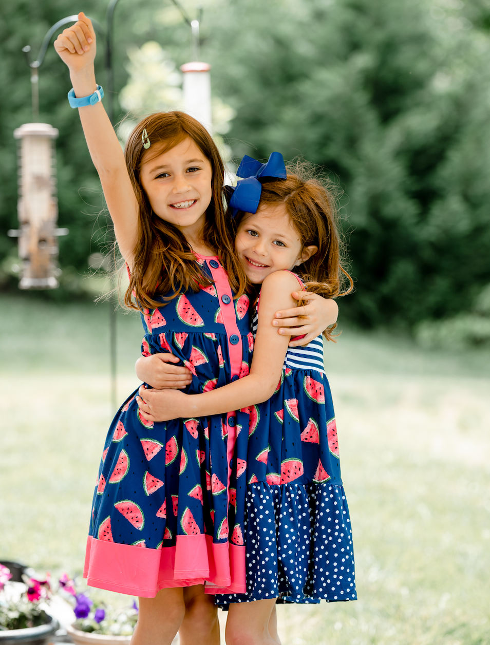 Girls Navy Watermelon Sleeveless Button-Front A-Line Dress