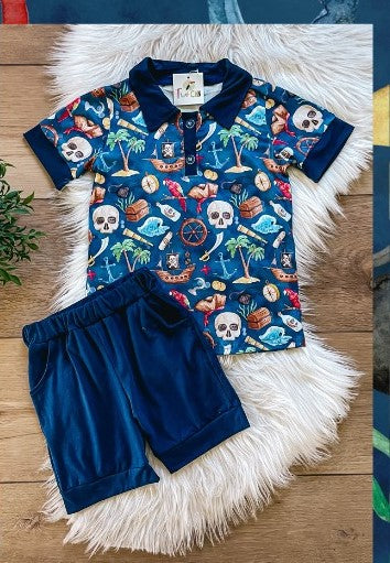 Pirate's Life 2 Piece Polo Short Set