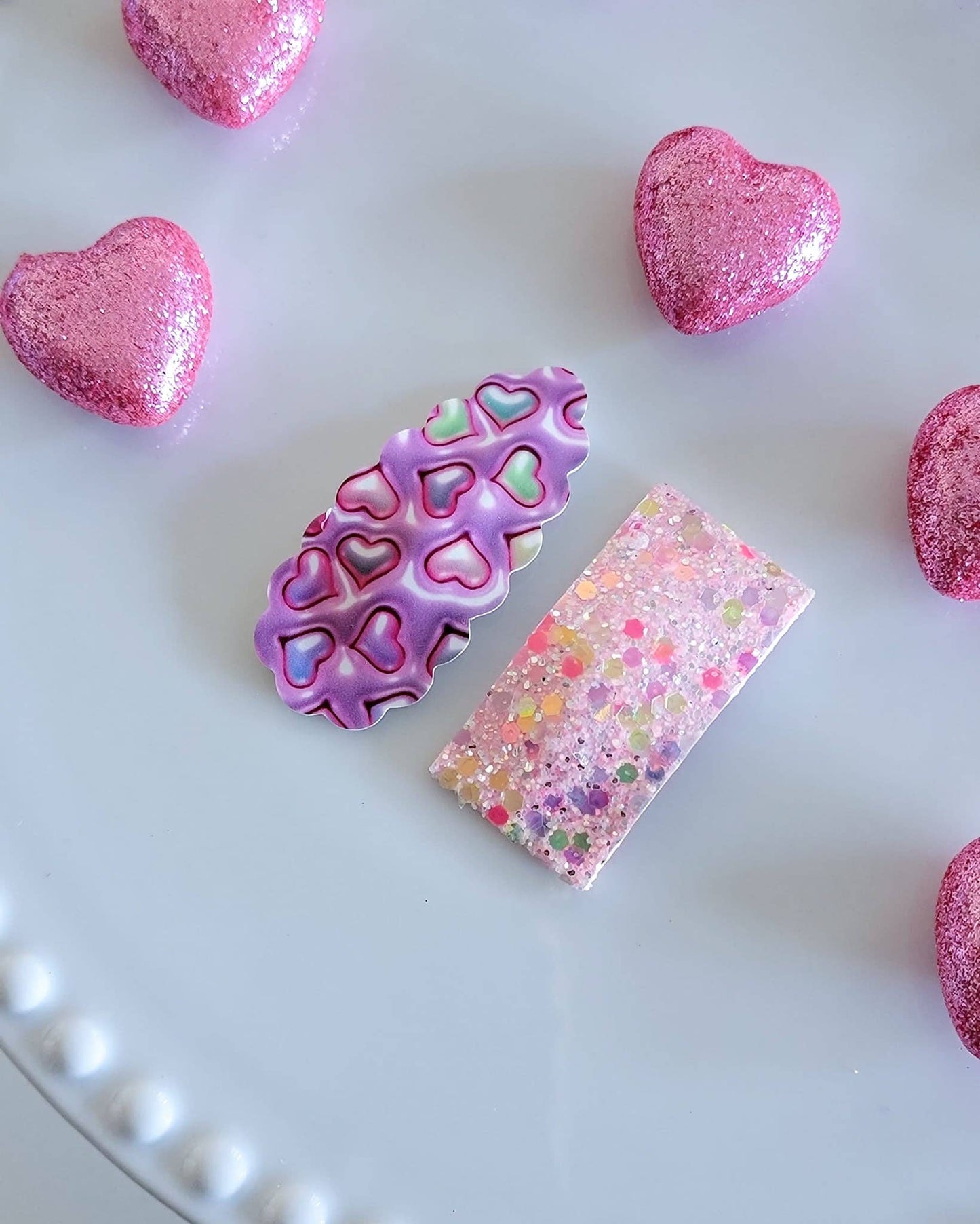 Glossy Pastel Hearts Snap Clip Mix Set