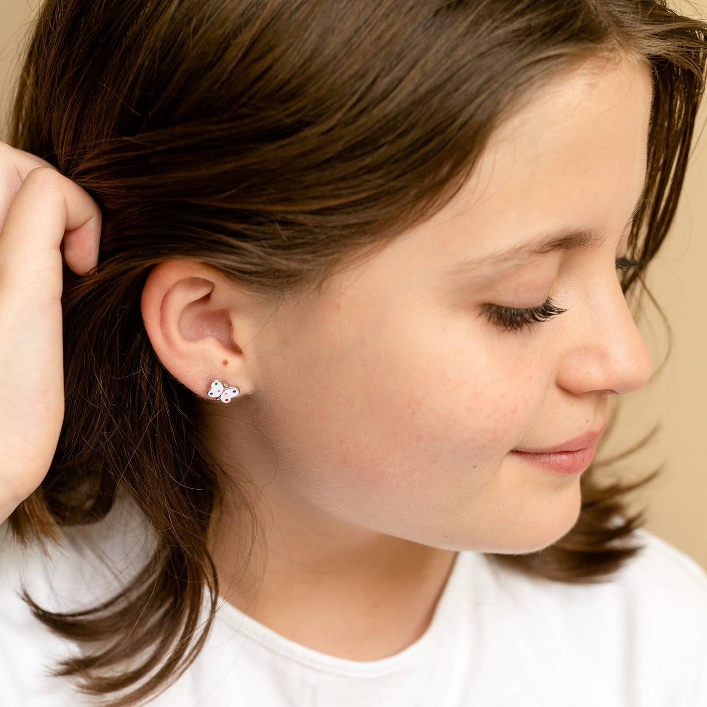 Polka Dot Butterfly Insect Enamel Post Earring Children's