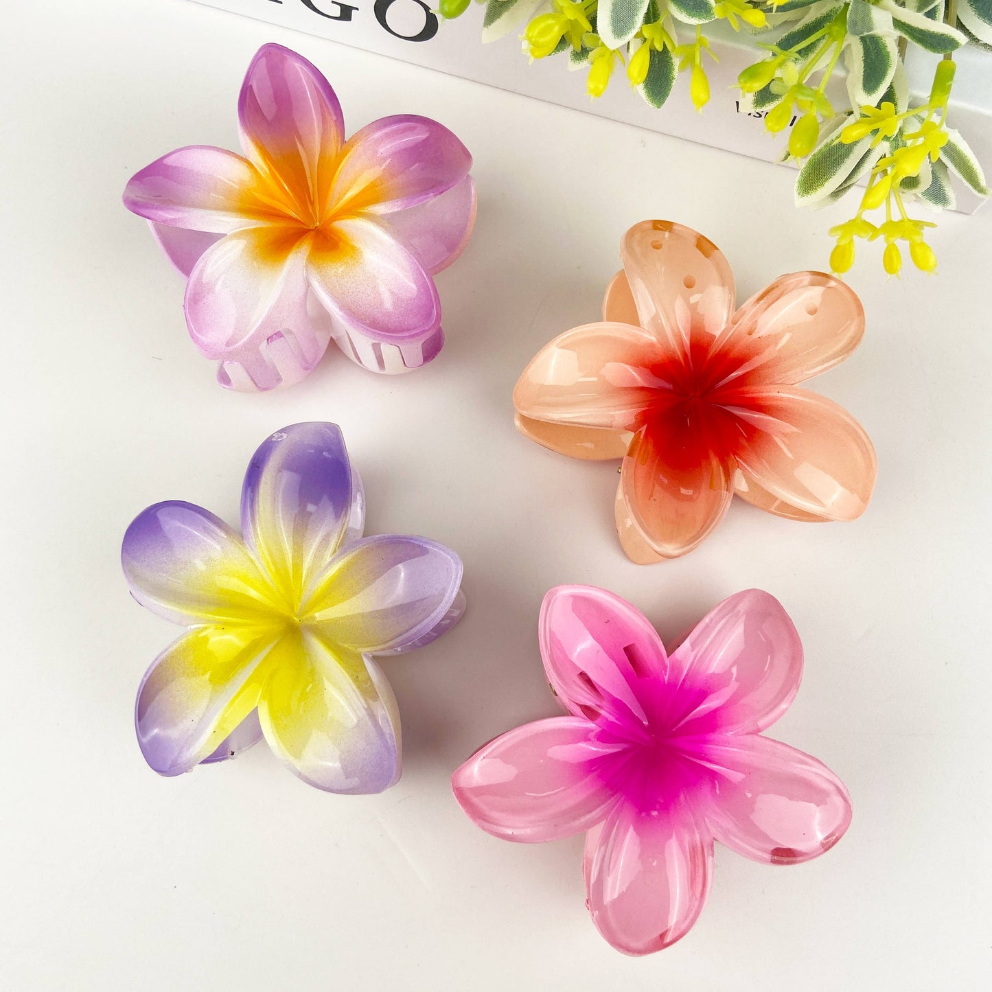 Colorful Plumeria Hair Clip - Choose Color