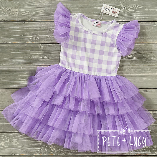 Light Purple Gingham Tulle Dress