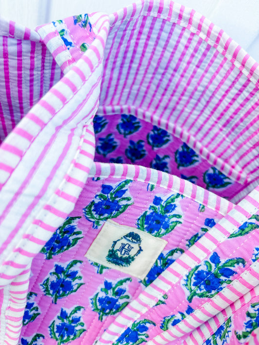 Blue Blossom Hand-Crafted Quilted Tote Bag