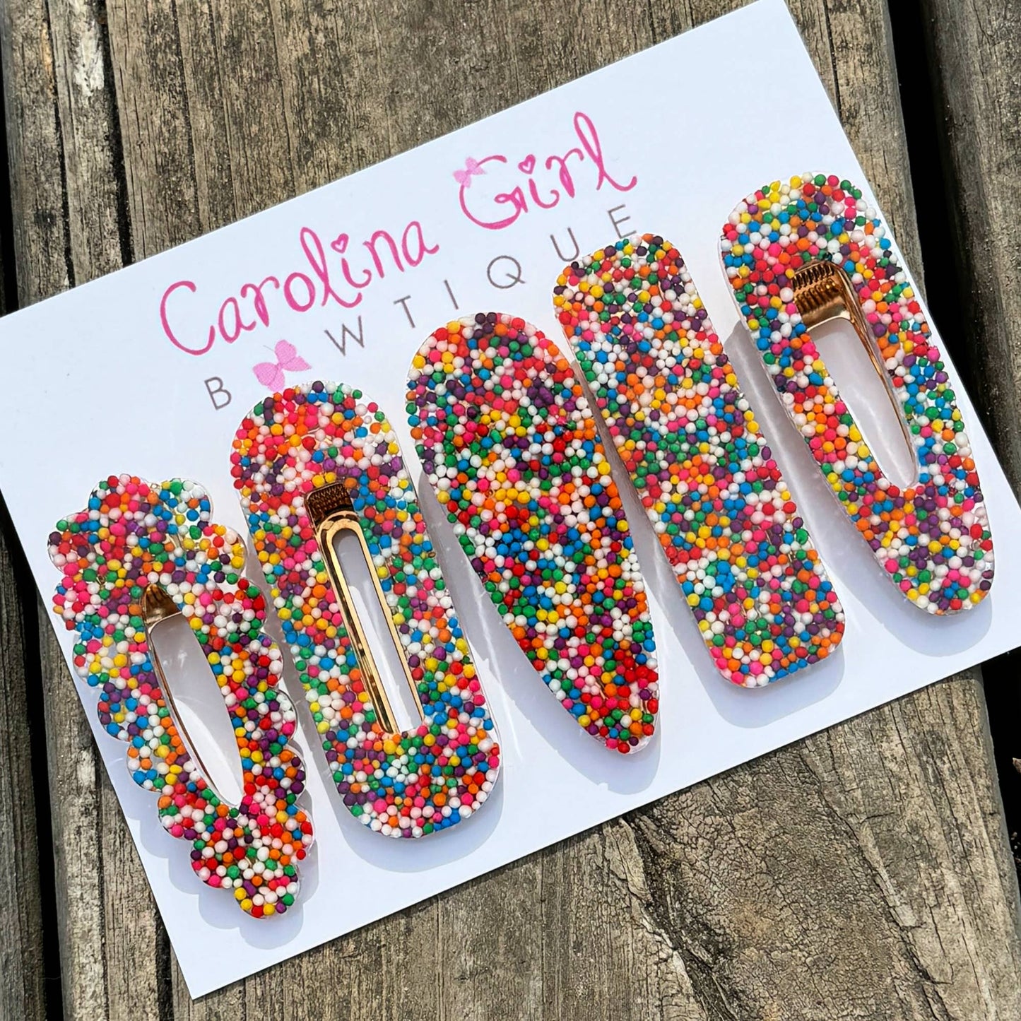Rainbow Sprinkle Resin Hair Clips