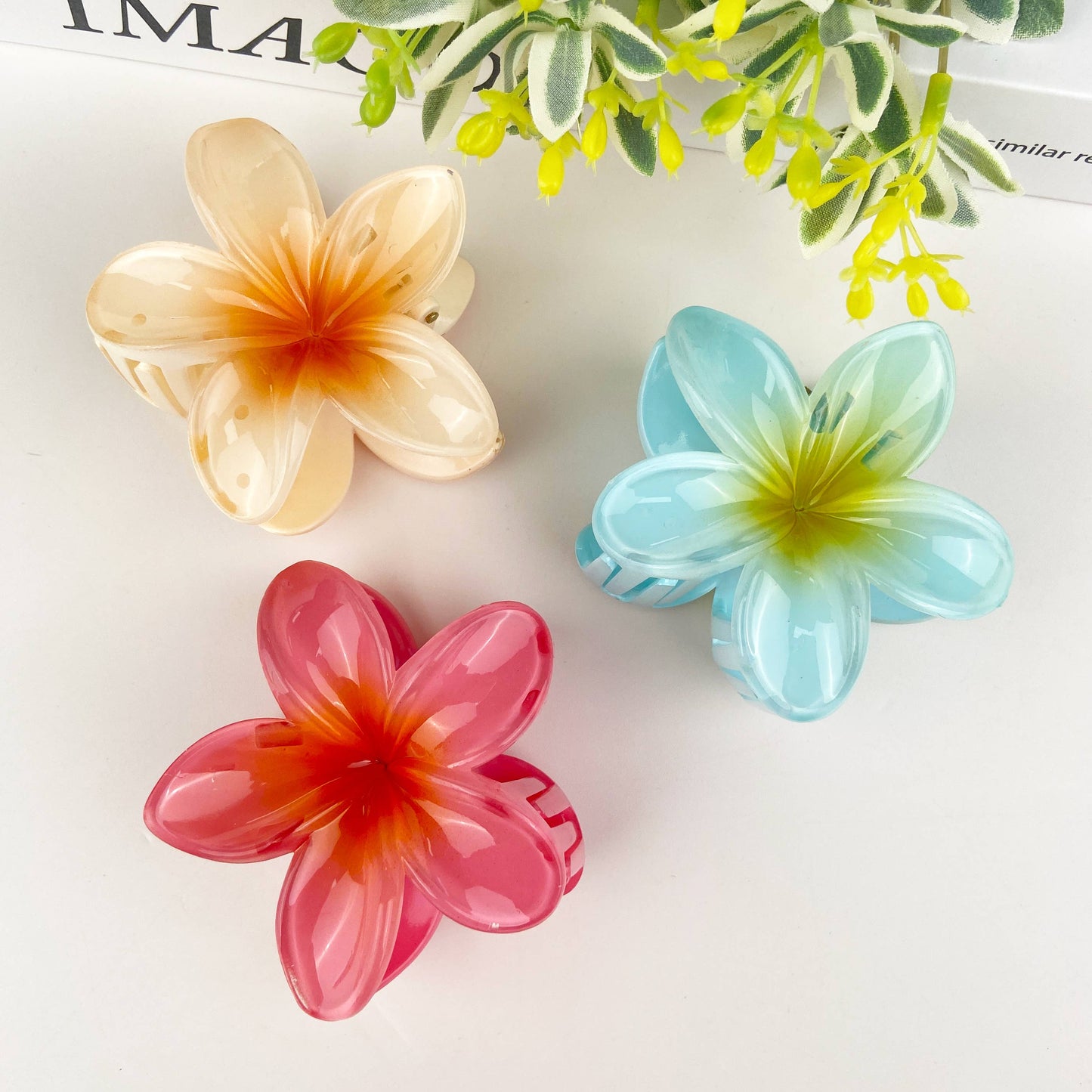 Colorful Plumeria Hair Clip - Choose Color