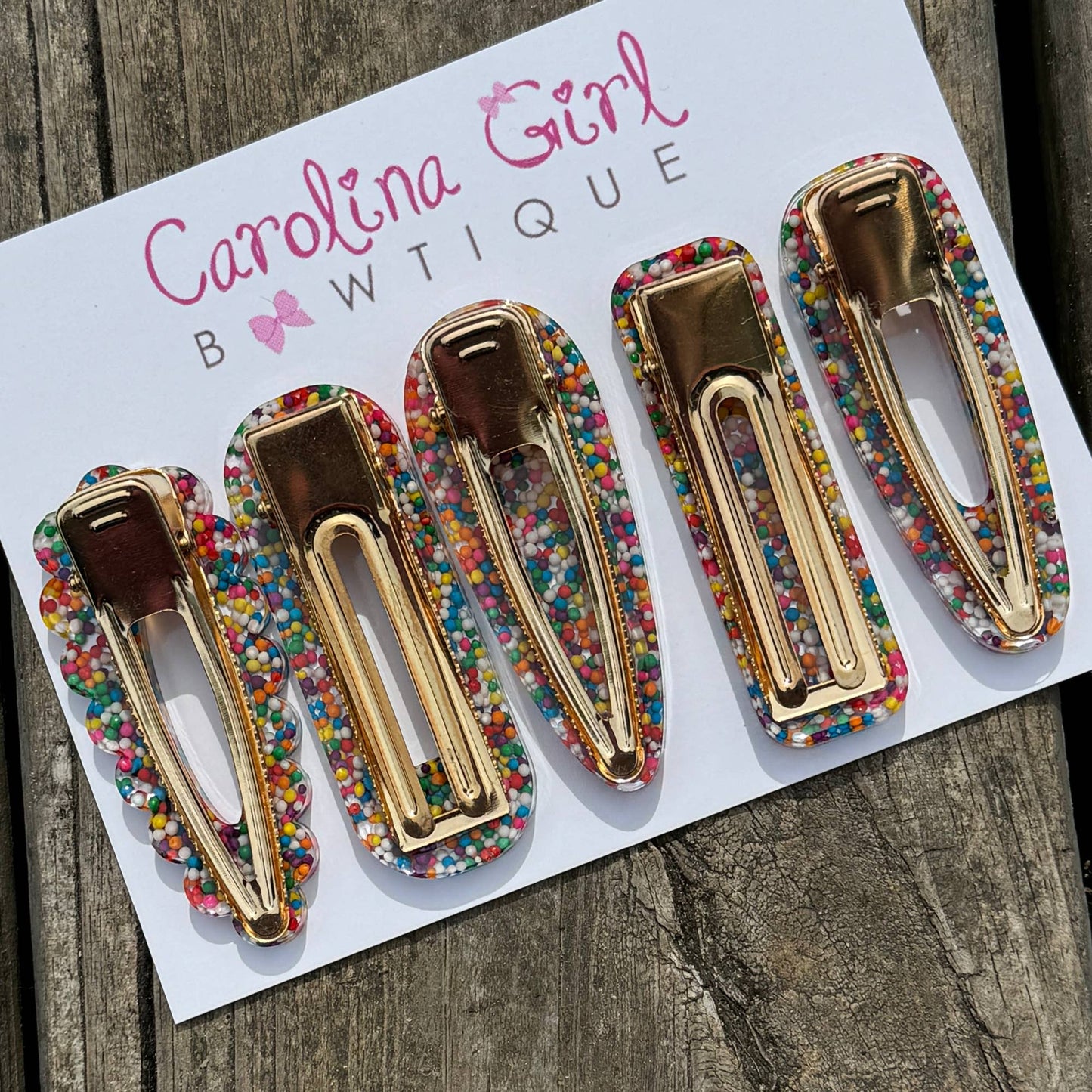 Rainbow Sprinkle Resin Hair Clips