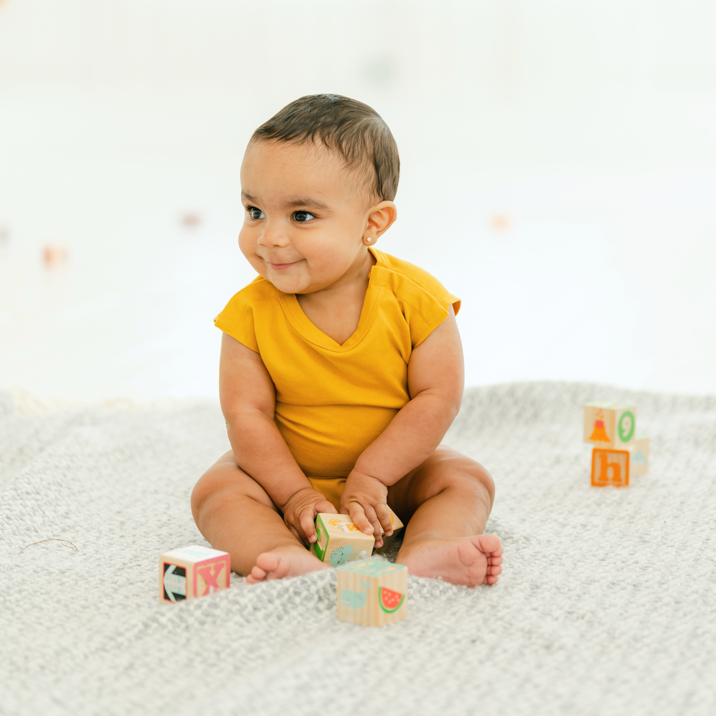 Gold 100% Organic Cotton Bottom-Up Onesie