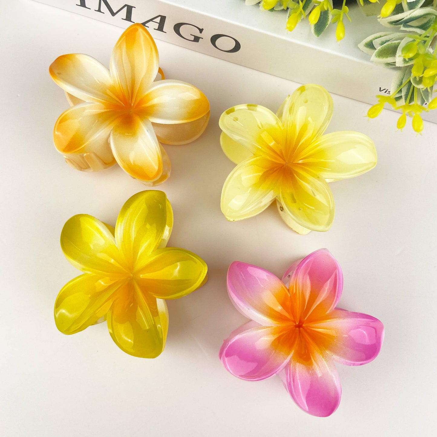 Colorful Plumeria Hair Clip - Choose Color