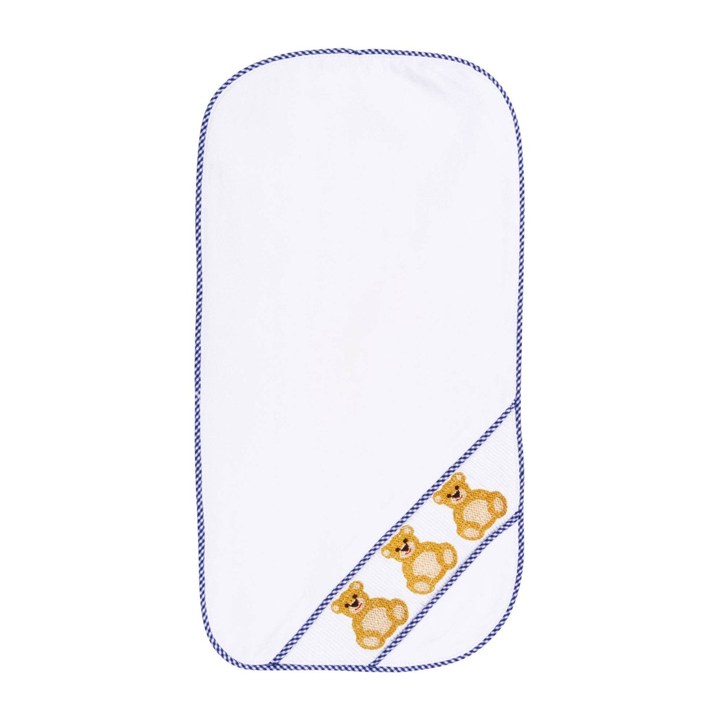 Navy Bear Smocked Burp Cloth