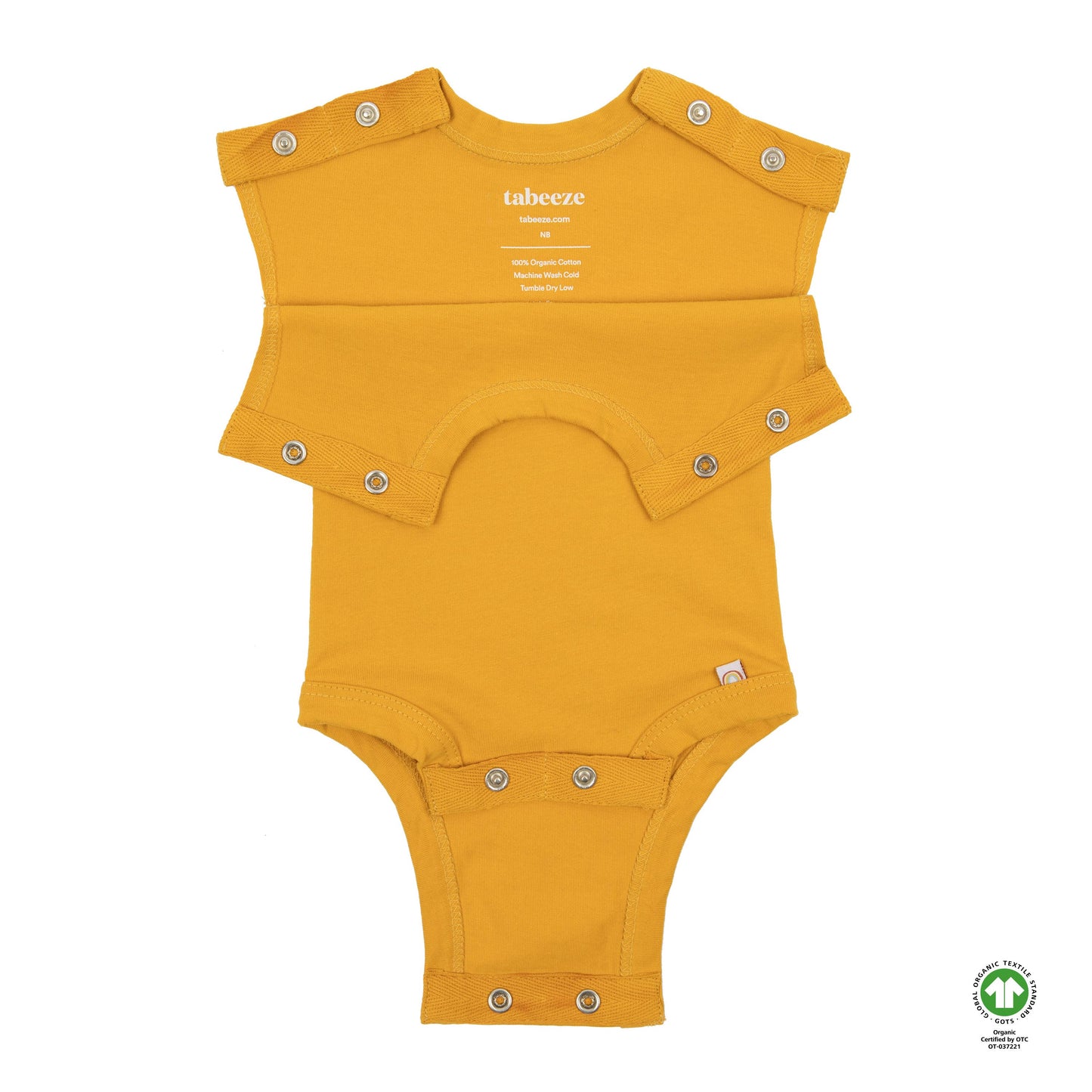 Gold 100% Organic Cotton Bottom-Up Onesie