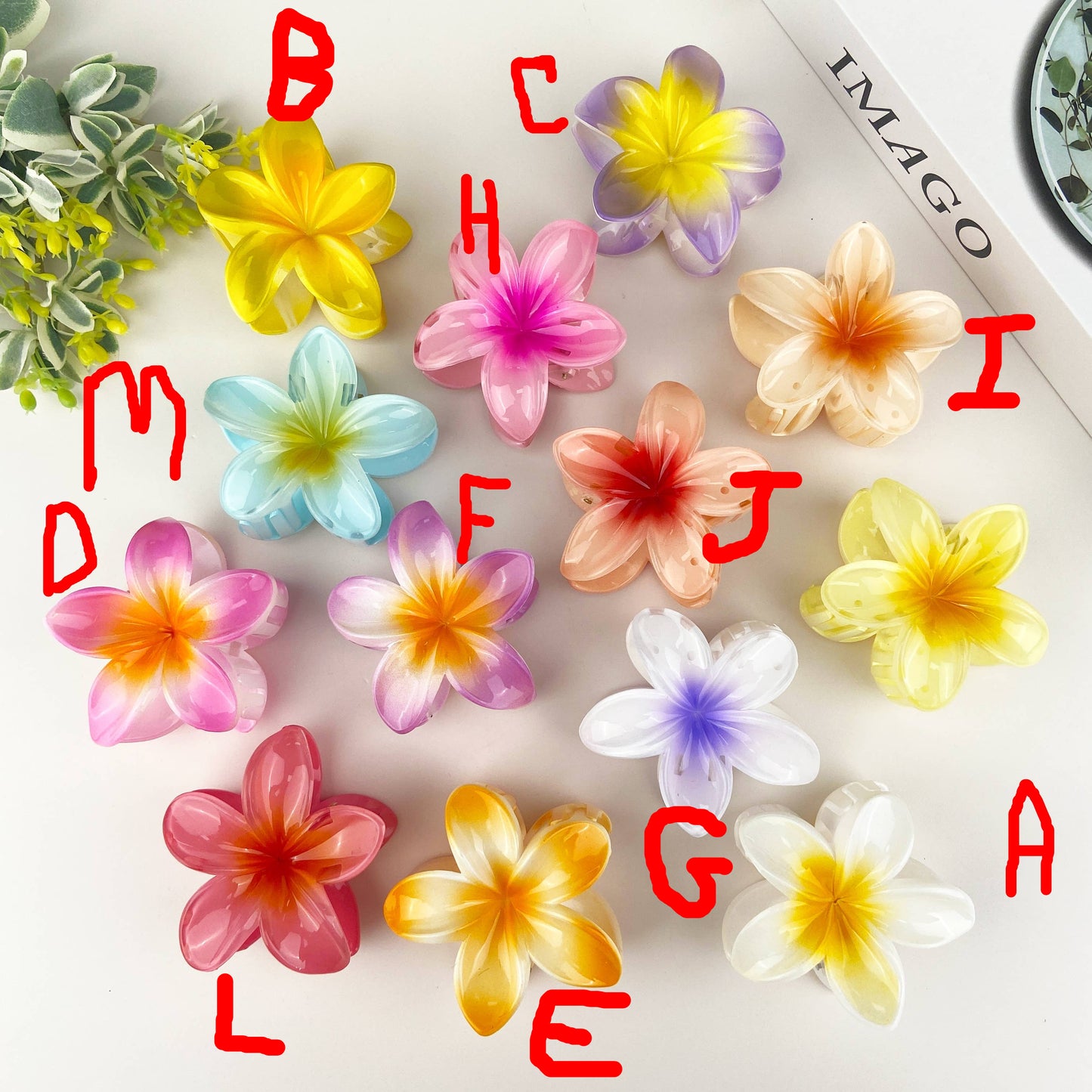 Colorful Plumeria Hair Clip - Choose Color
