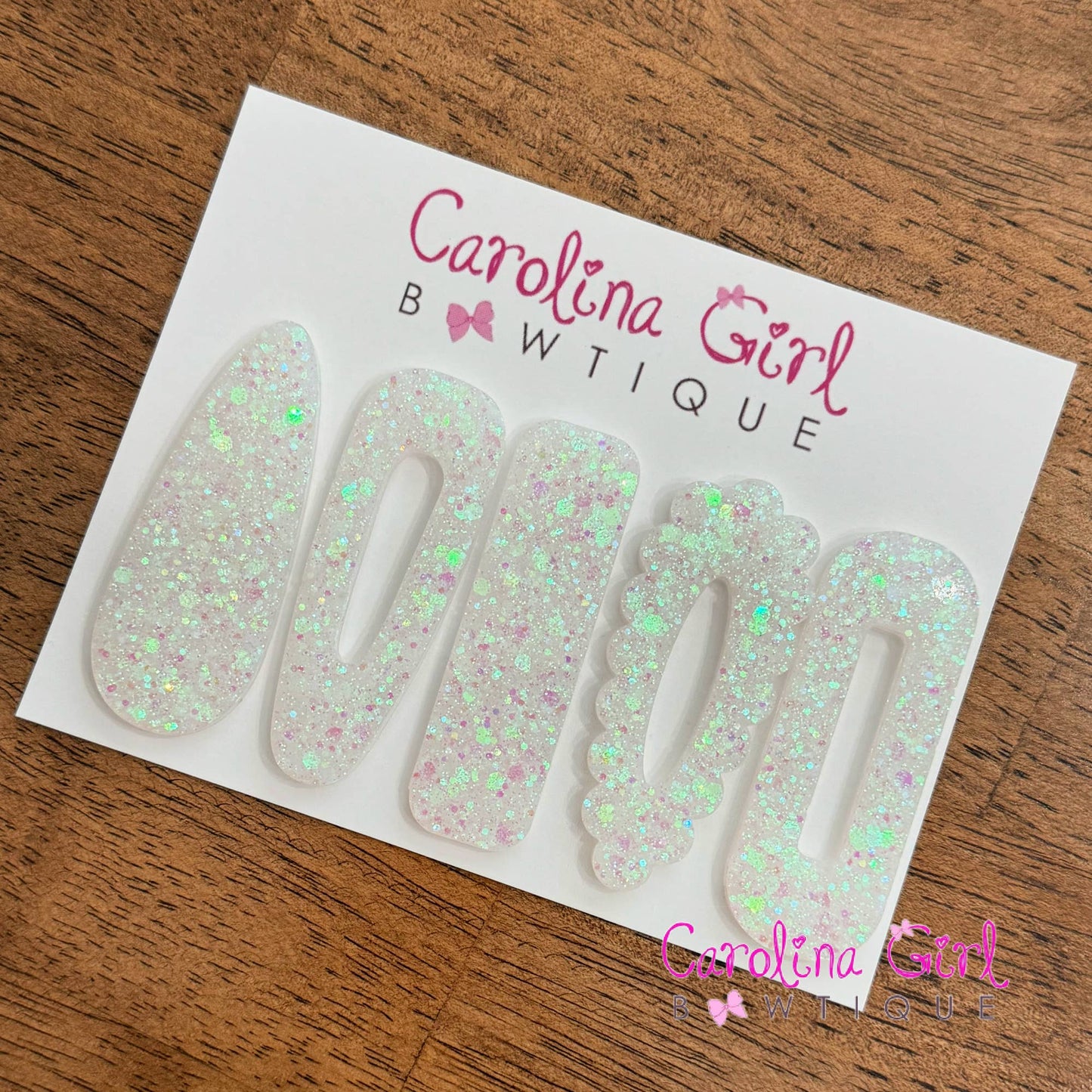 Iridescent Glitter Resin Hair Clips
