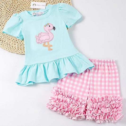 Feisty Flamingo Shorts Set