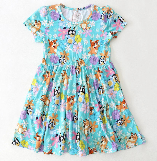 Blue Flowers Twirl Dress