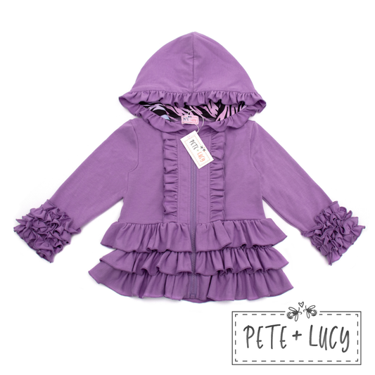 Light Purple Zebra Hooded Jacket - Pete + Lucy