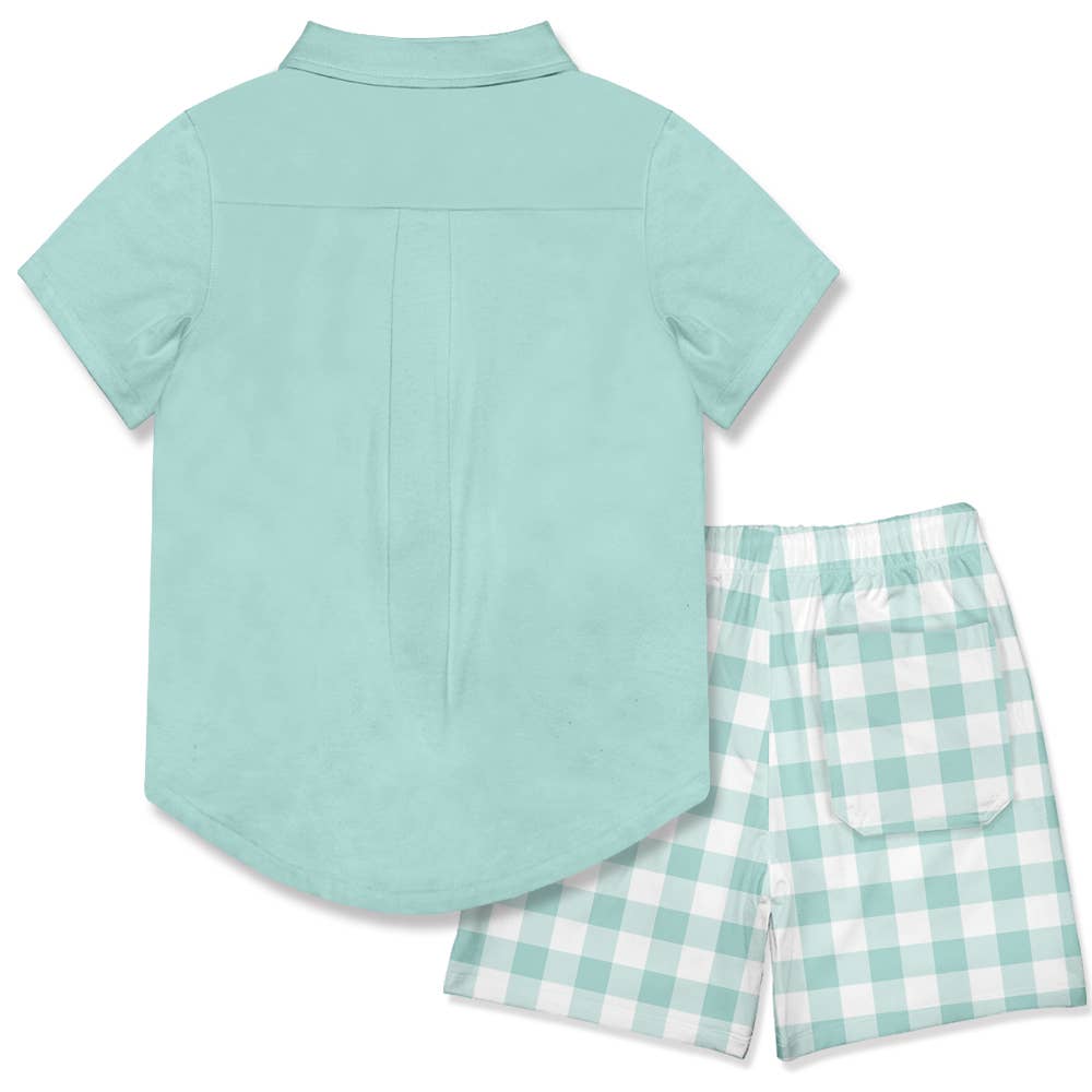 Mint Short-Sleeve Button-Up & Pocket Shorts
