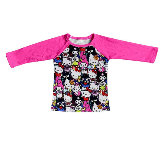 Black & Pink Kitty Long Sleeve Top
