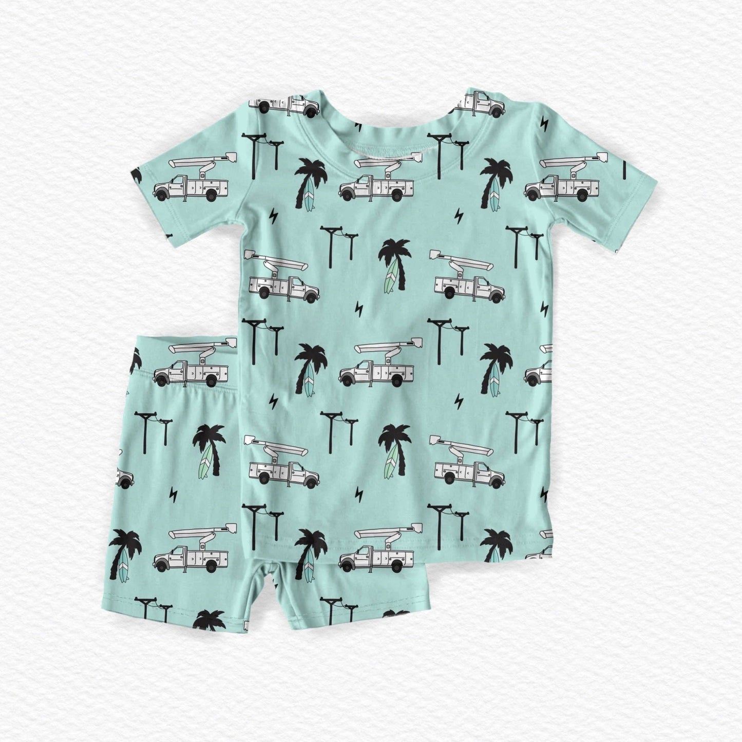 Powerlines & Palm Trees Bamboo Lounge Short Set