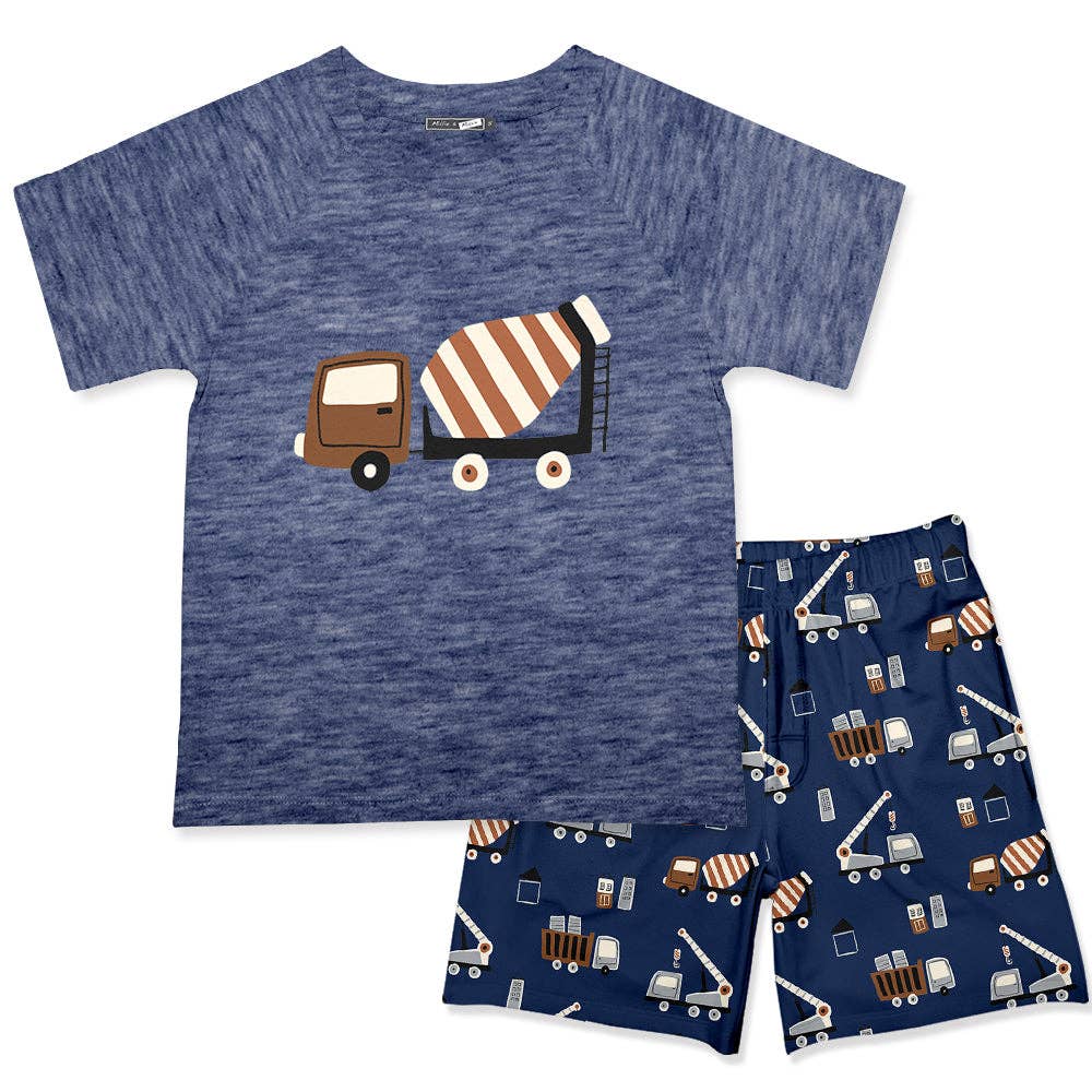 Navy Heather Crewneck Tee & Pocket Shorts