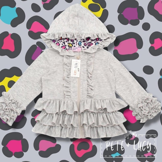 Gray Leopard Hooded Jacket - Pete + Lucy