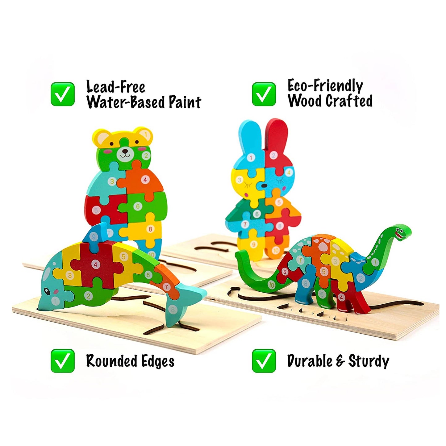 Animal Puzzles Kids Toy Wooden