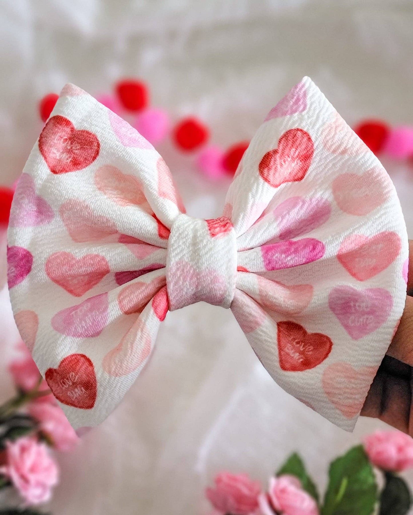 Watercolor Candy Hearts Savannah Bow