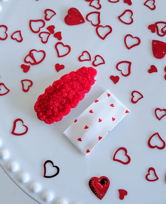 Dainty Red Hearts Snap Clip Mix Set