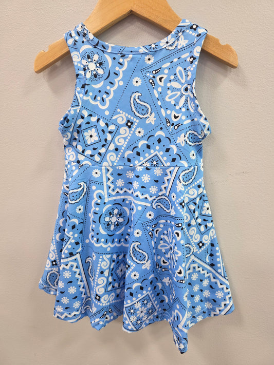 Blue Bandana Tank Twirl Dress